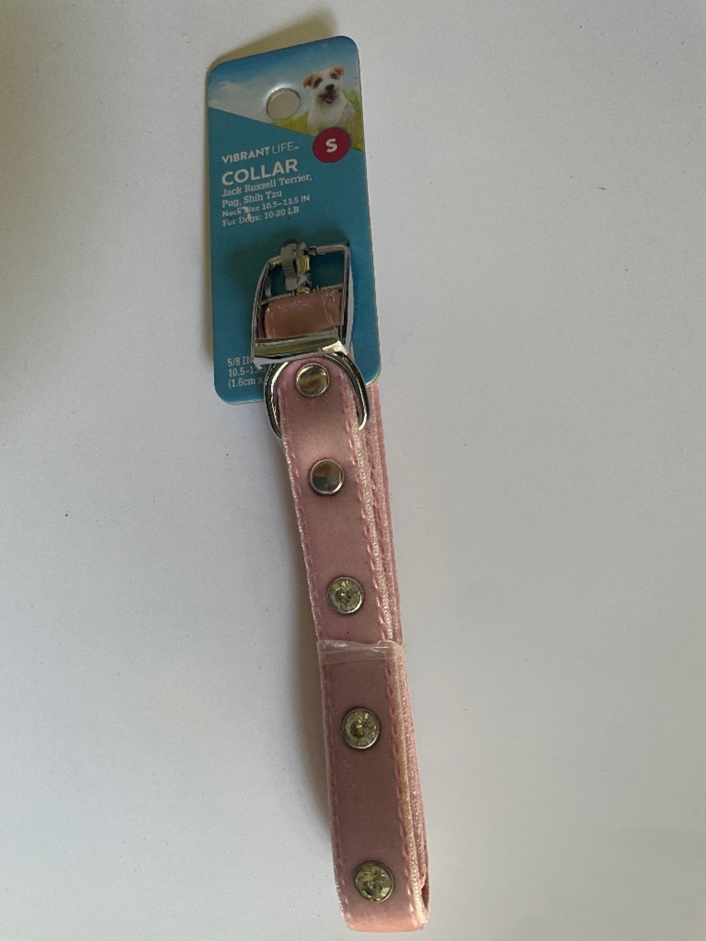 Vibrant Life Pink and Rhinestone Fuzzy Dog Collar Size S